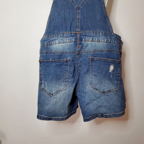 Almost Famous Shortall Size 9 Overalls Women's Distressed Zipper Front - Picture 7 of 10